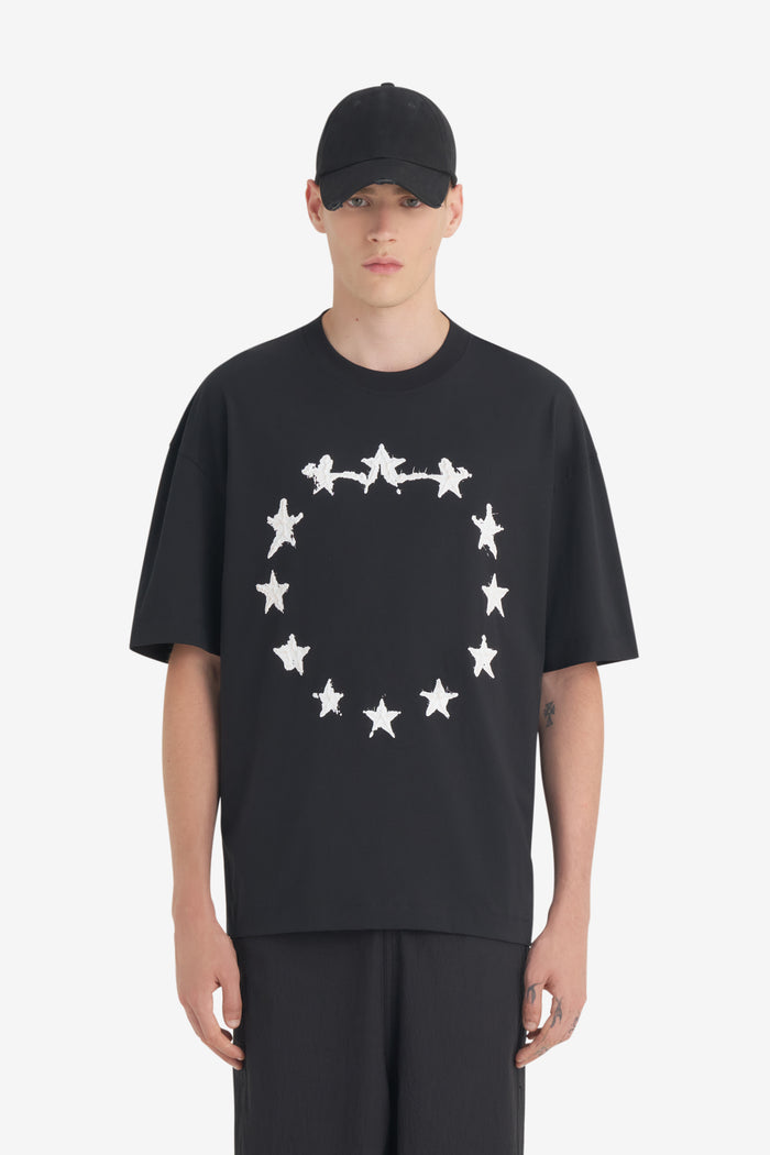 RELAX T-SHIRT STARS GRAPH XXS / BLACK