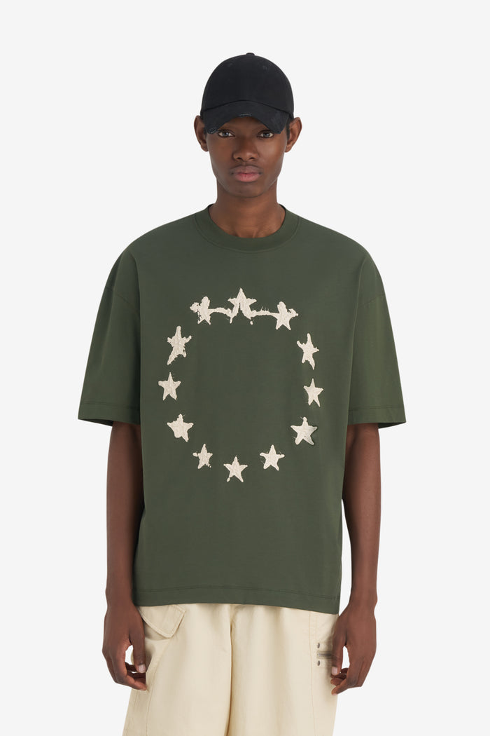 RELAX T-SHIRT STARS GRAPH XXS / DK GREEN