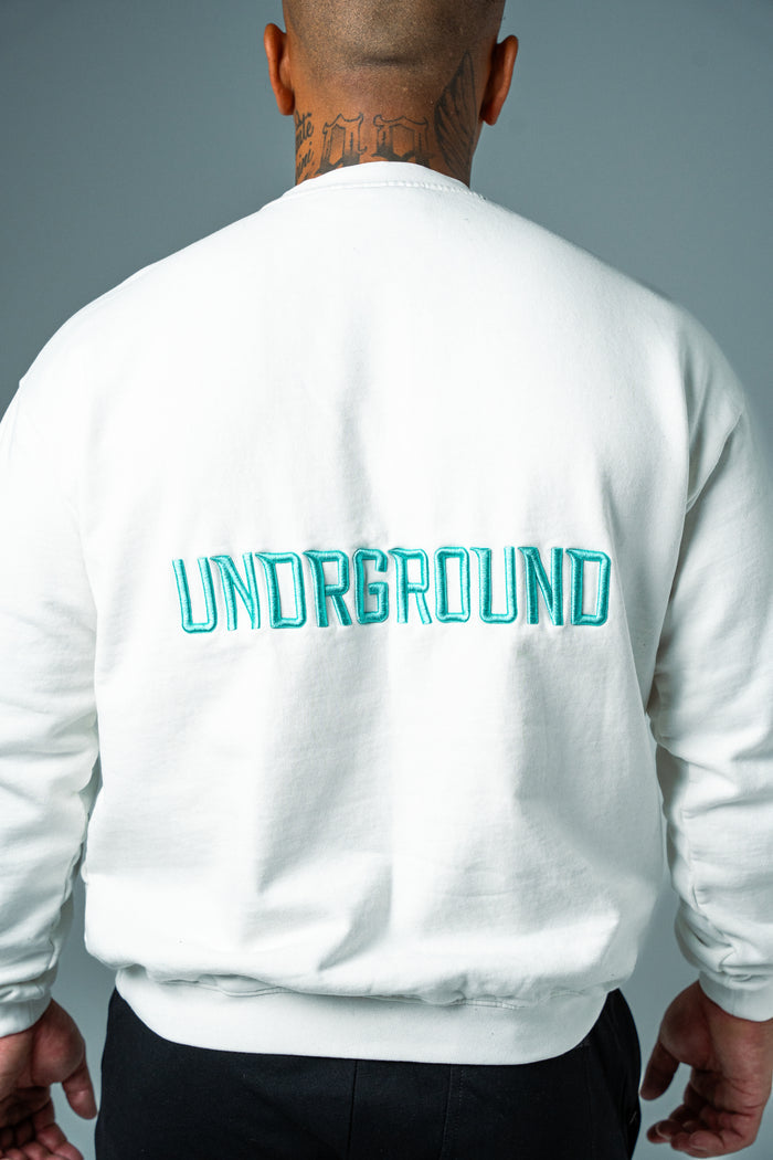 RELAXED FIT CREW (WHITE/TIFFANY)
