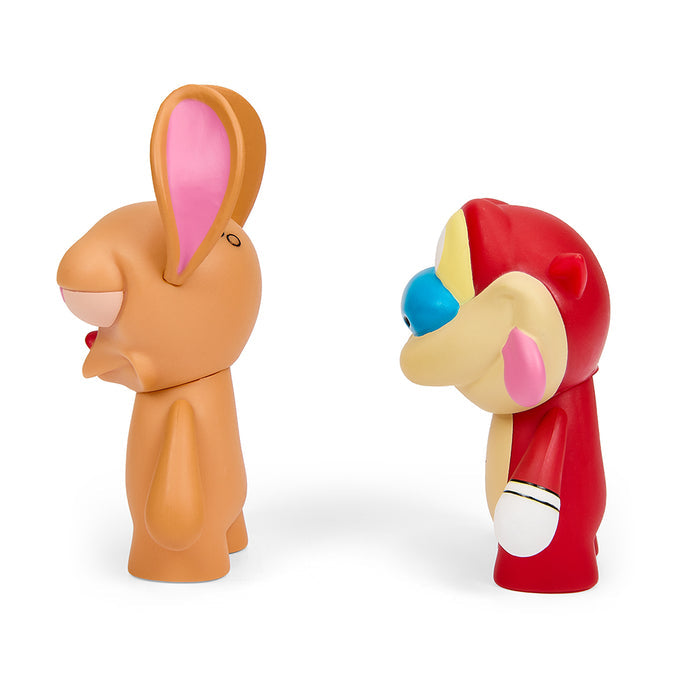 Ren & Stimpy 3-inch vinyl mini figures from The Ren & Stimpy Show 2-pack, featuring colorful cartoon character designs.