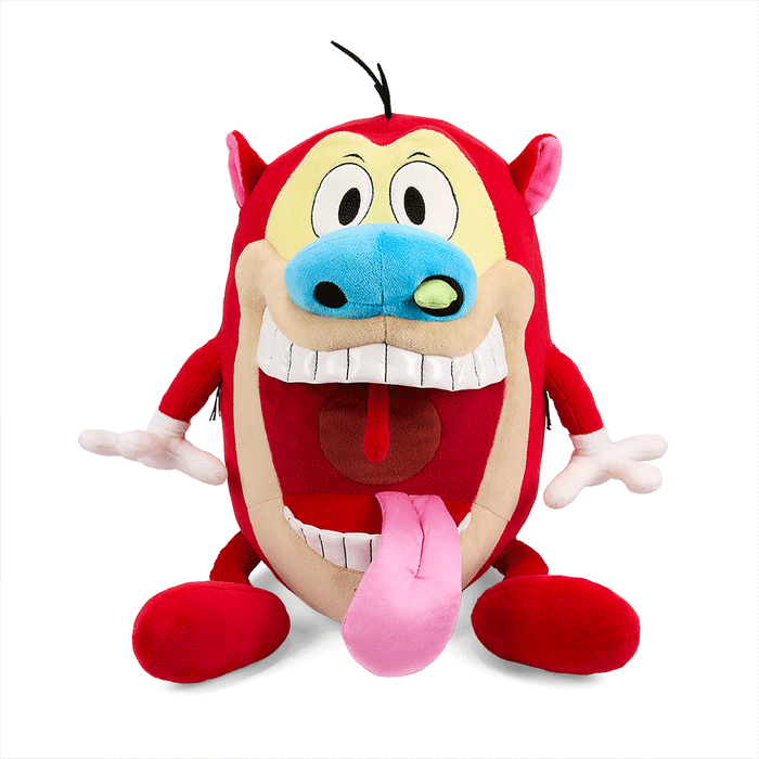 16-inch Stimpy plush from The Ren & Stimpy Show HugMe Shake-Action plush toy, soft and cuddly for fans of the cartoon.