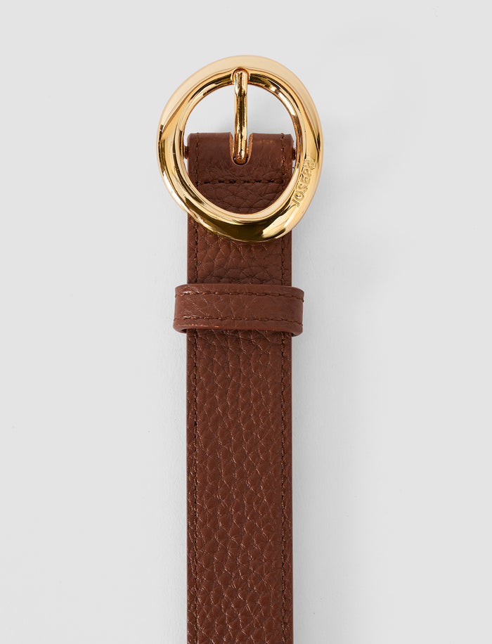 Brown Rene Textured Leather Belt - Joseph