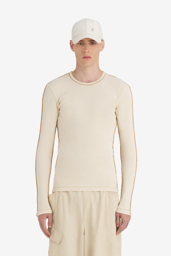 RIB LONG SLEEVES T-SHIRT WASH XXS / CREAM