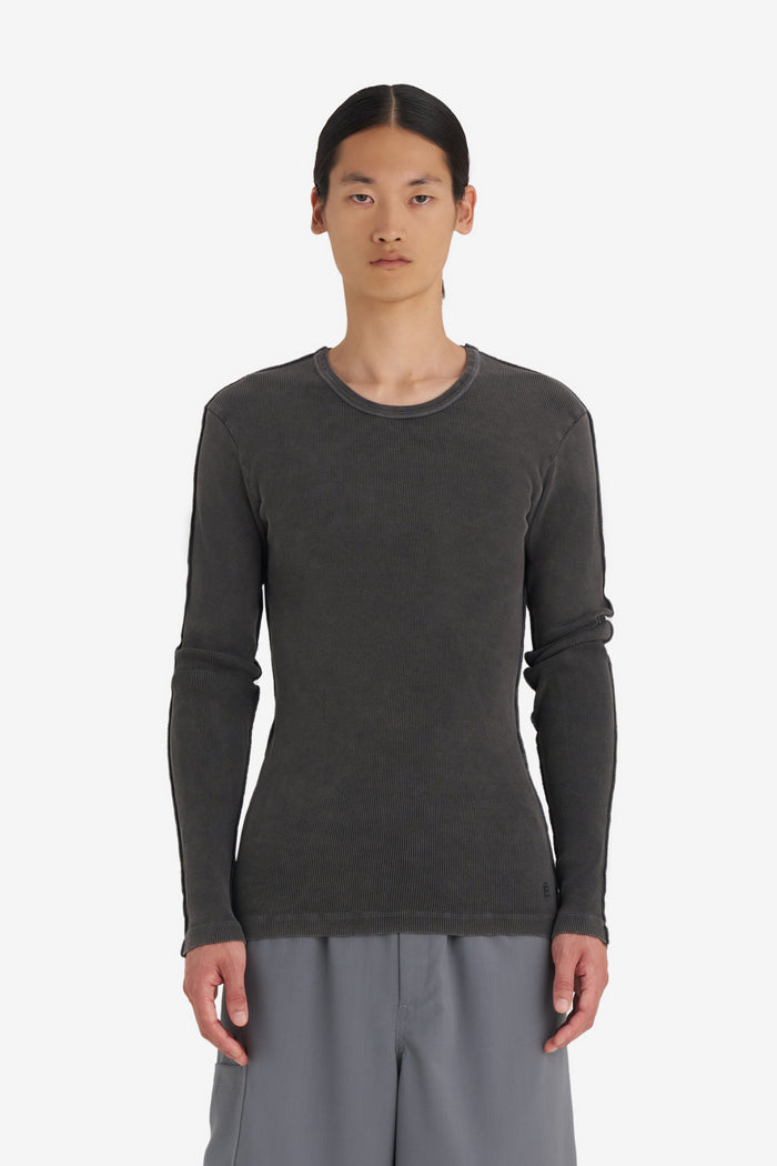RIB LONG SLEEVES T-SHIRT WASH XXS / BLACK