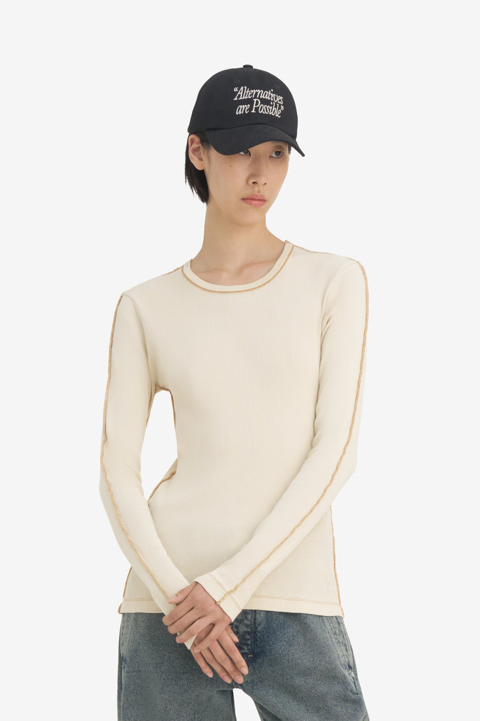 RIB LONGSLEEVE TS WASH XXS / CREAM
