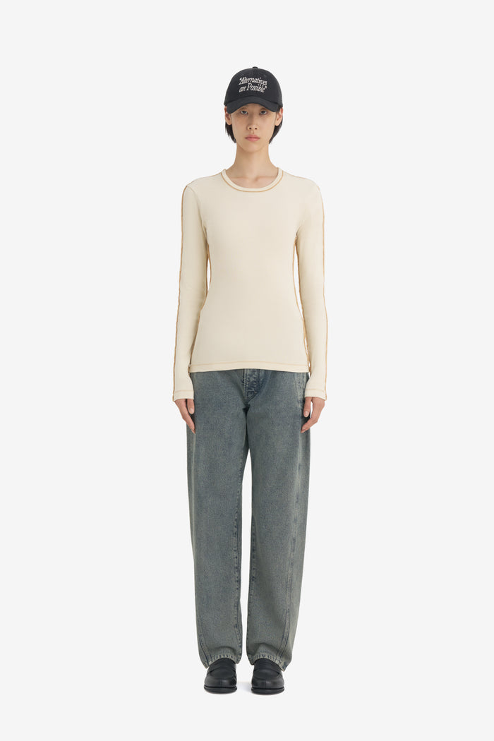 RIB LONGSLEEVE TS WASH XXS / CREAM