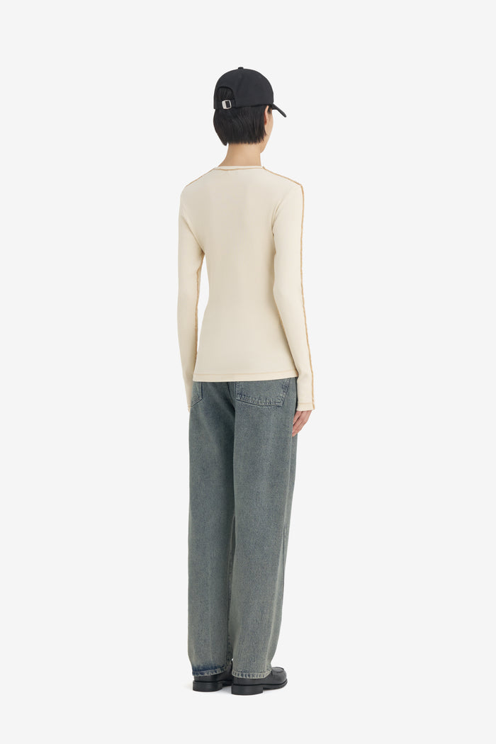 RIB LONGSLEEVE TS WASH XXS / CREAM