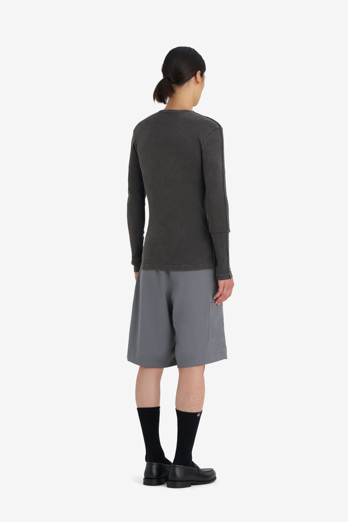 RIB LONGSLEEVE TEE SHIRT WASH XXS / BLACK