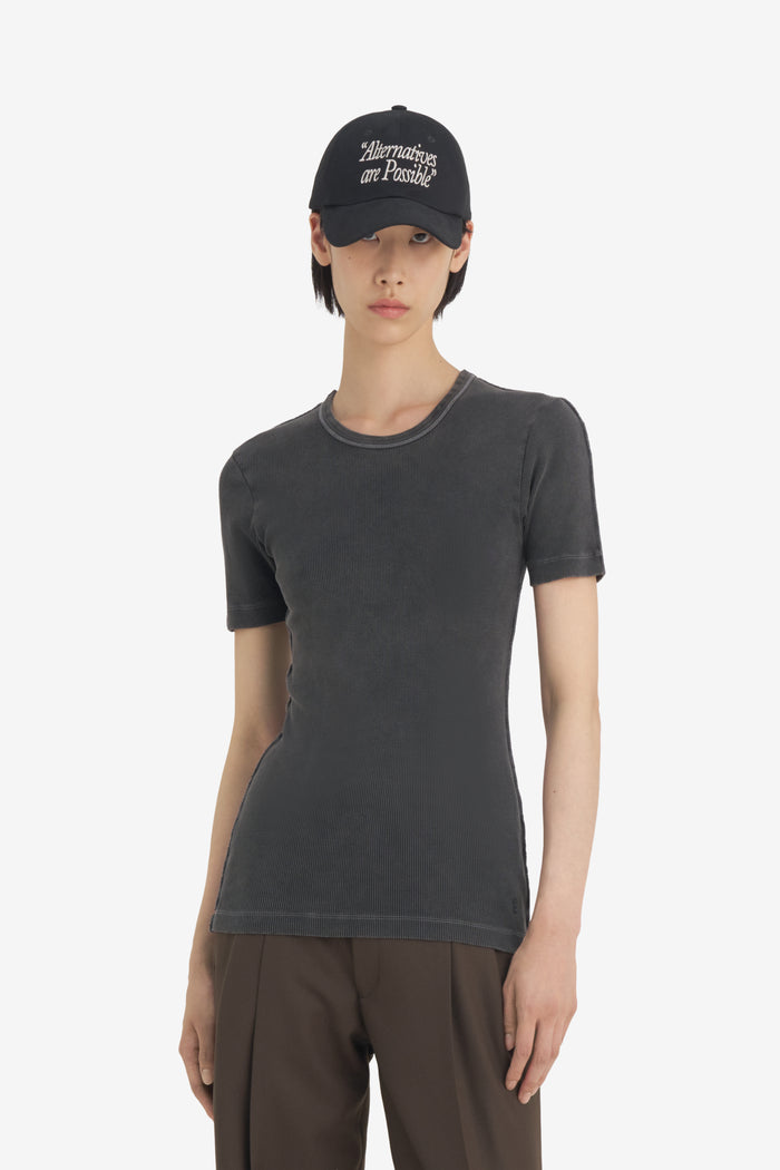 RIB TEE SHIRT WASH XXS / BLACK
