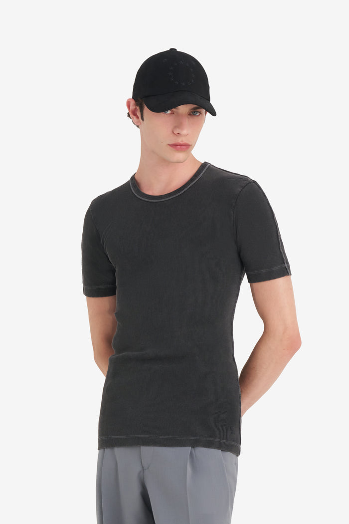 RIB TEE SHIRT WASH XXS / BLACK