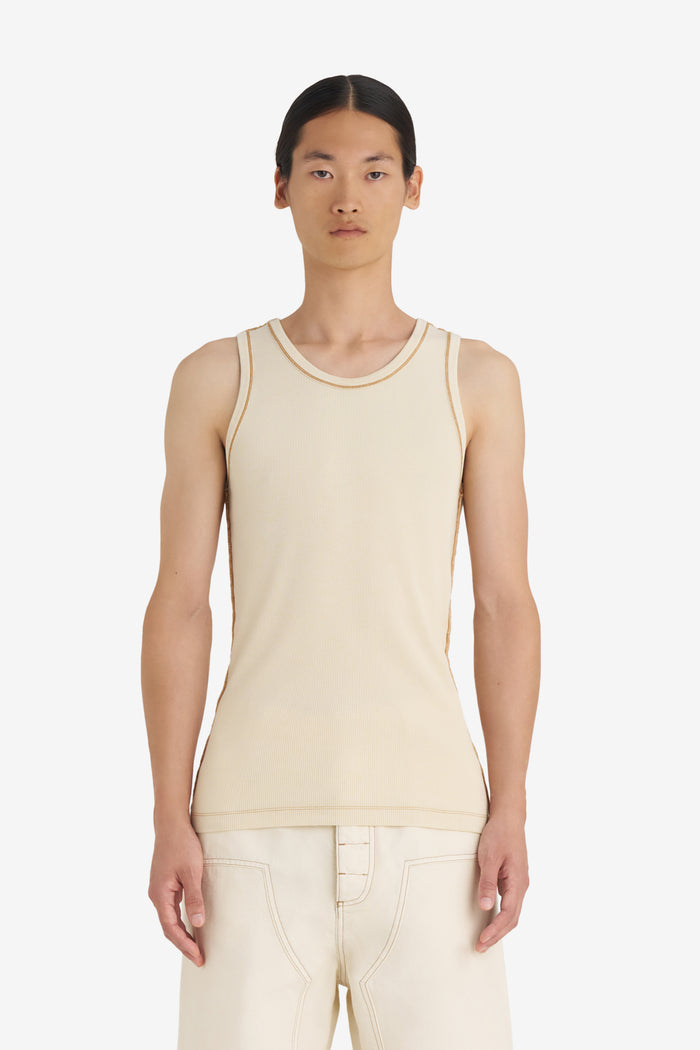 RIB TANKTOP WASH XXS / CREAM
