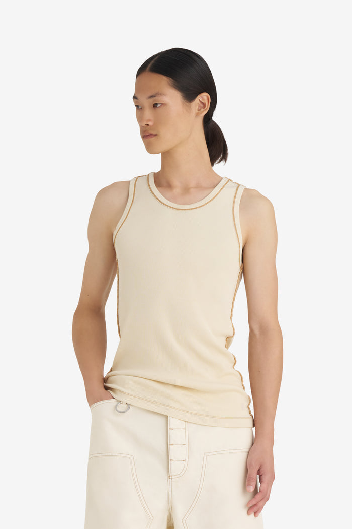 RIB TANKTOP WASH XXS / CREAM