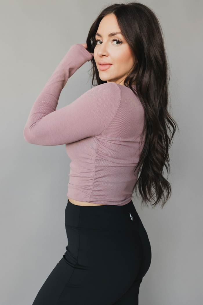 Ribbed Long Sleeve *Ruched
