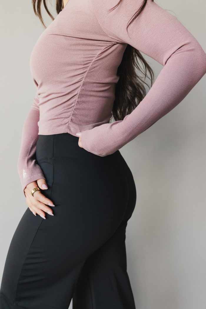 Ribbed Long Sleeve *Ruched