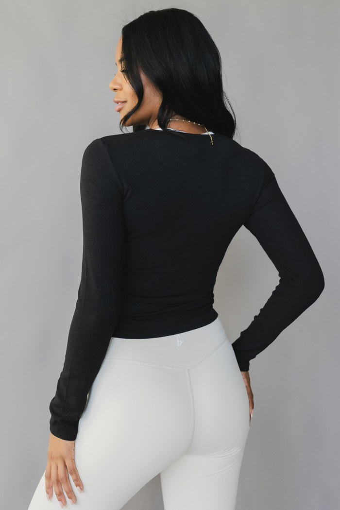 Ribbed Long Sleeve *Ruched