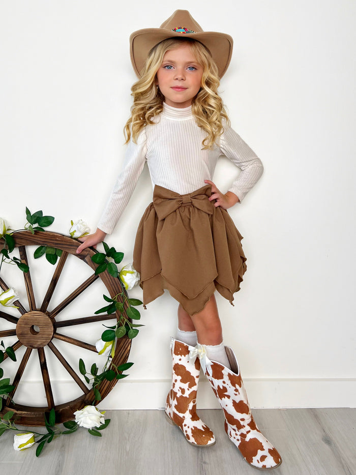 Ribbed Long Sleeve Top and Hankerchief Skirt Set Mia Belle Girls