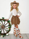 Ribbed Long Sleeve Top and Hankerchief Skirt Set Mia Belle Girls