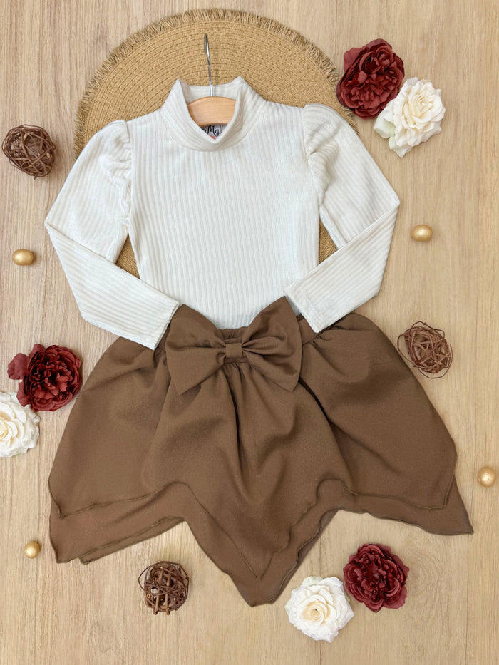 Ribbed Long Sleeve Top and Hankerchief Skirt Set Mia Belle Girls