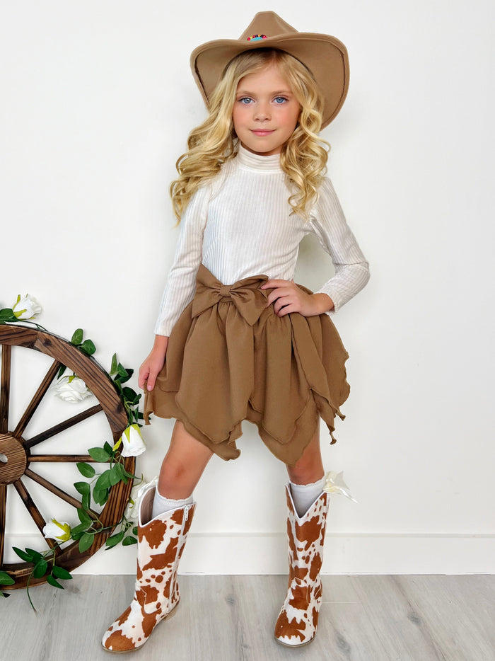 Ribbed Long Sleeve Top and Hankerchief Skirt Set Mia Belle Girls