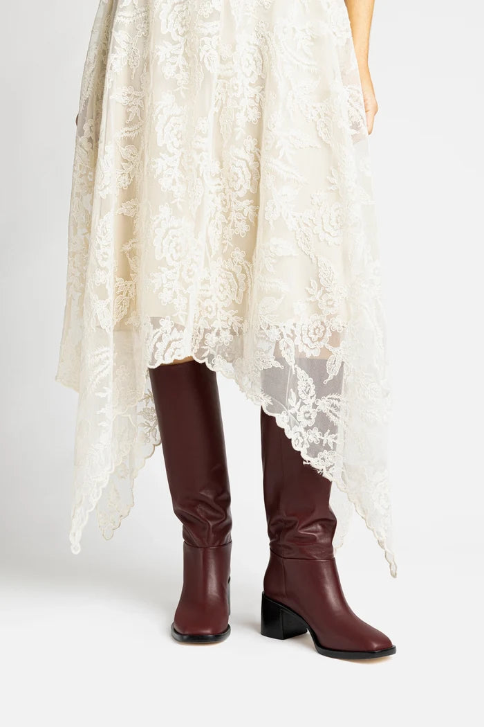 Ricky Boot In Burgundy Leather Boot Larroudé