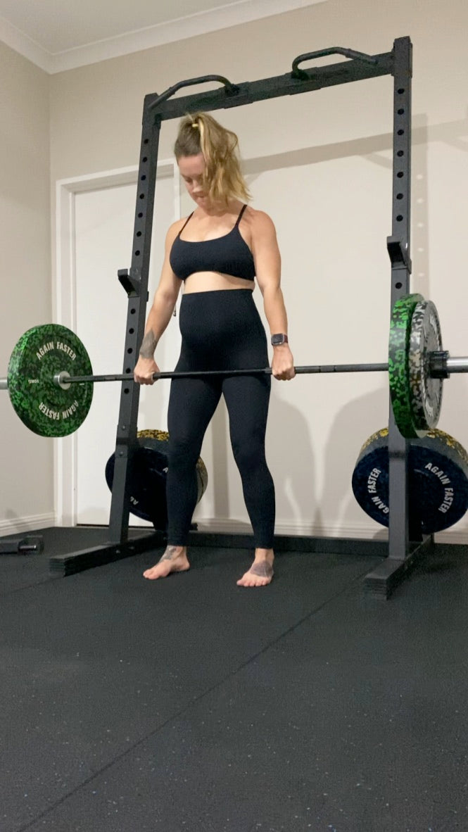 Standard length maternity gym tights in black with extra high waistband