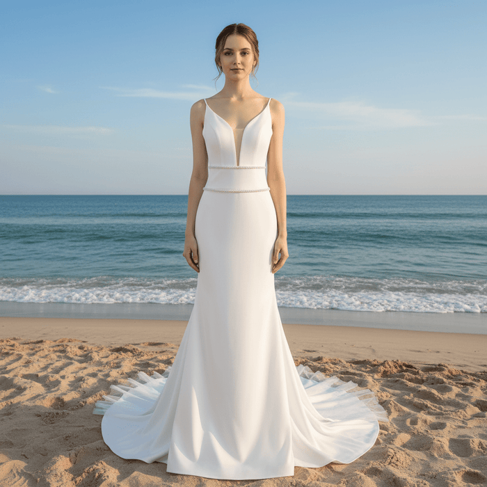 Romantic Mermaid Spaghetti Straps Sweep Train Lace Wedding Dresses - Rosymae
