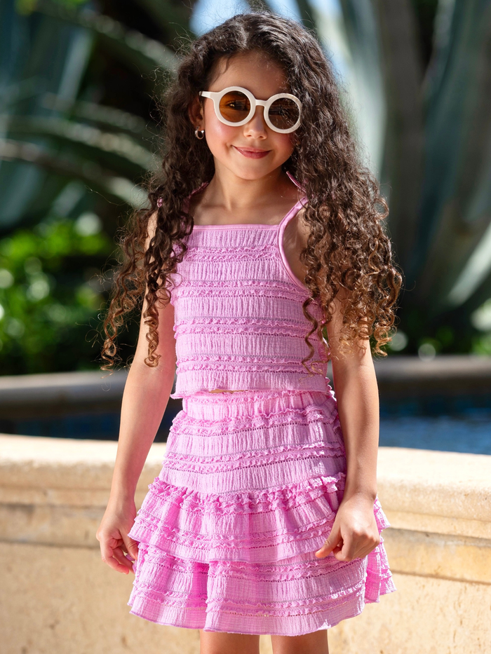 stylish girls summer clothing pink two piece outfit