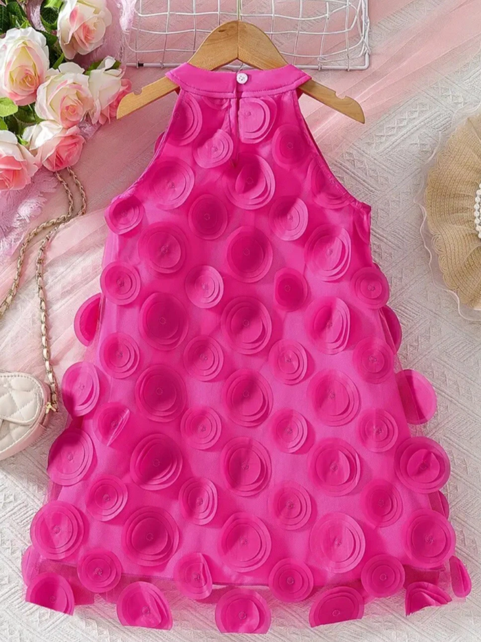 Rosy Swirl Fuchsia Sleeveless Dress