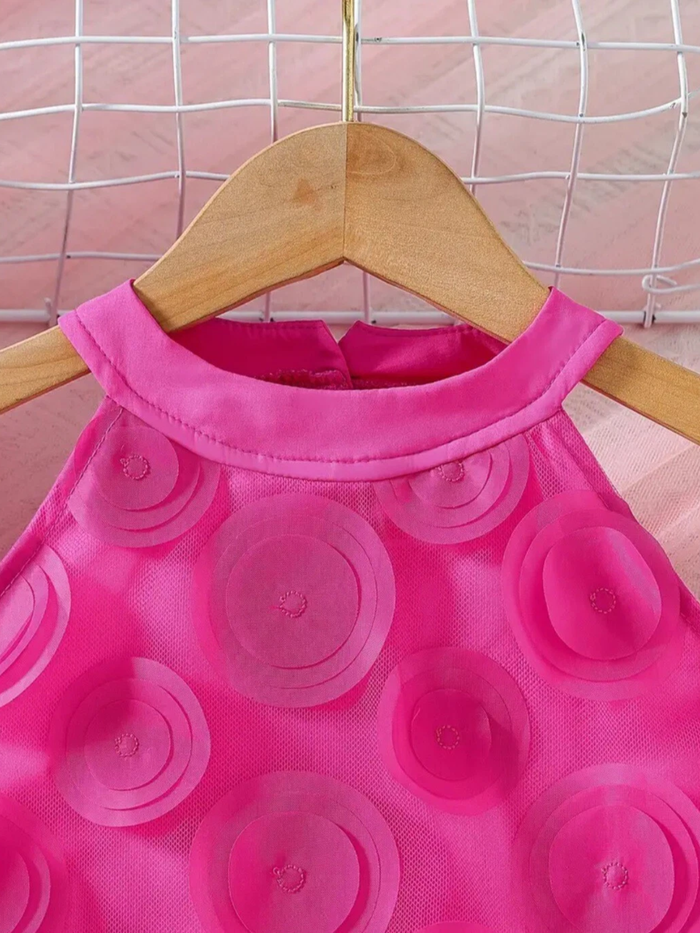 Rosy Swirl Fuchsia Sleeveless Dress