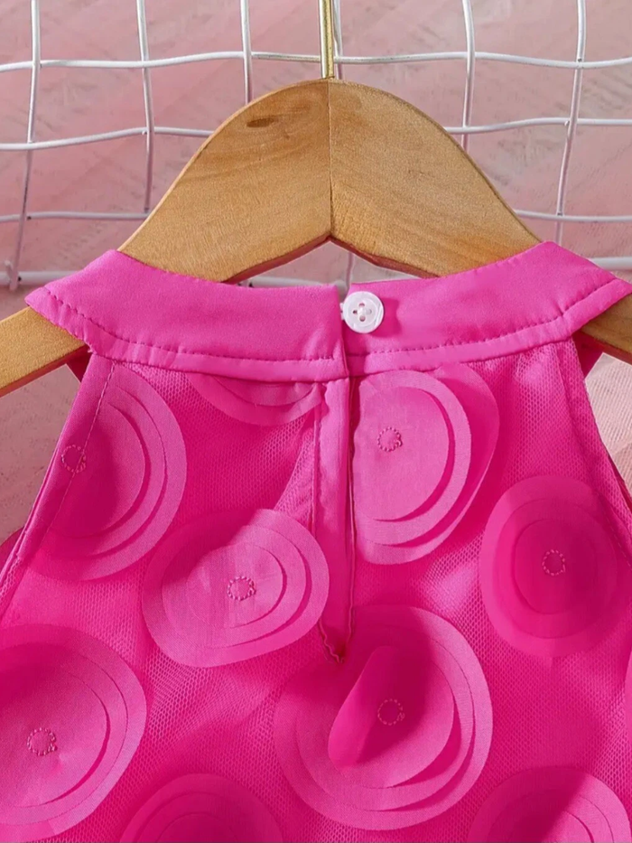 Rosy Swirl Fuchsia Sleeveless Dress