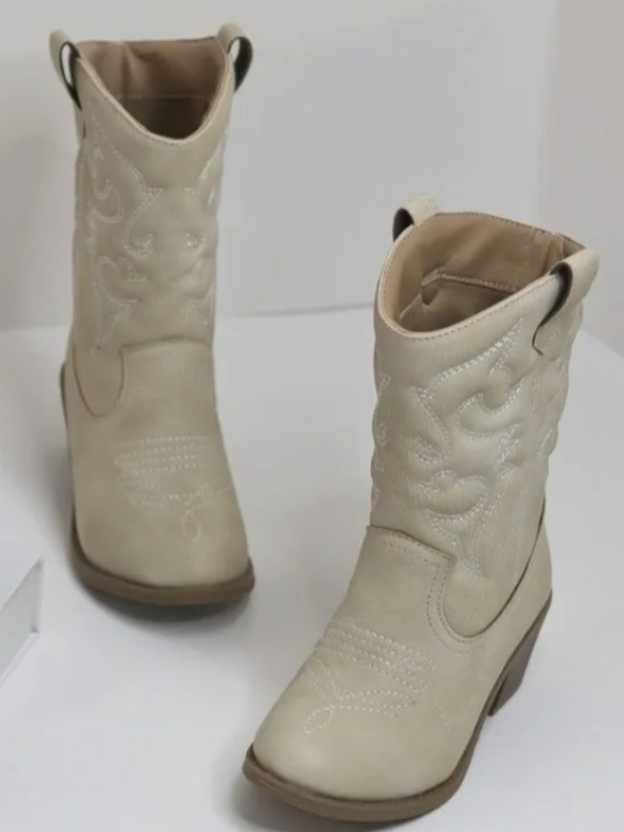 Round It Up! Beige Western Cowboy Boots  By Liv and Mia Mia Belle Girls
