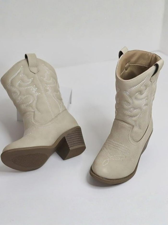 Round It Up! Beige Western Cowboy Boots  By Liv and Mia Mia Belle Girls