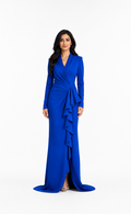 Royal Blue Draped Ruffle Evening Gown – Stella