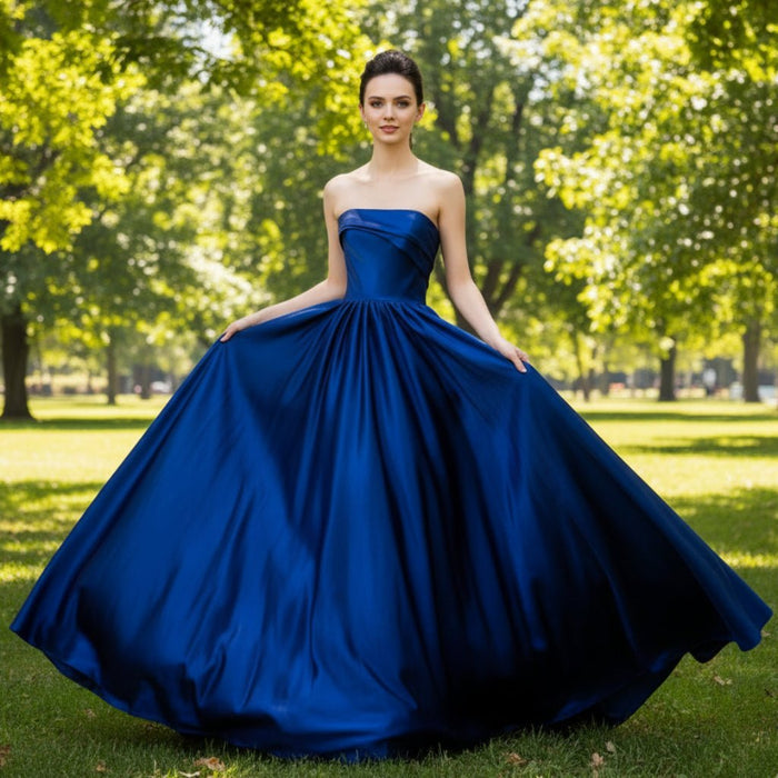 Royal Blue Strapless Evening Prom Party Dresses - Rosymae