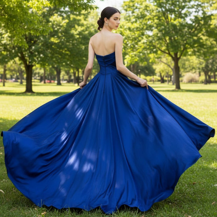 Royal Blue Strapless Evening Prom Party Dresses - Rosymae