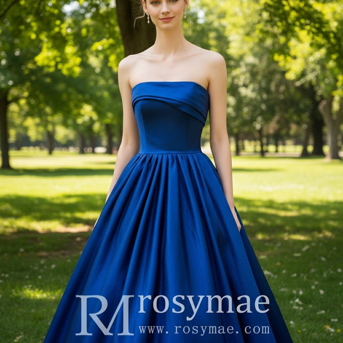 Royal Blue Strapless Evening Prom Party Dresses - Rosymae