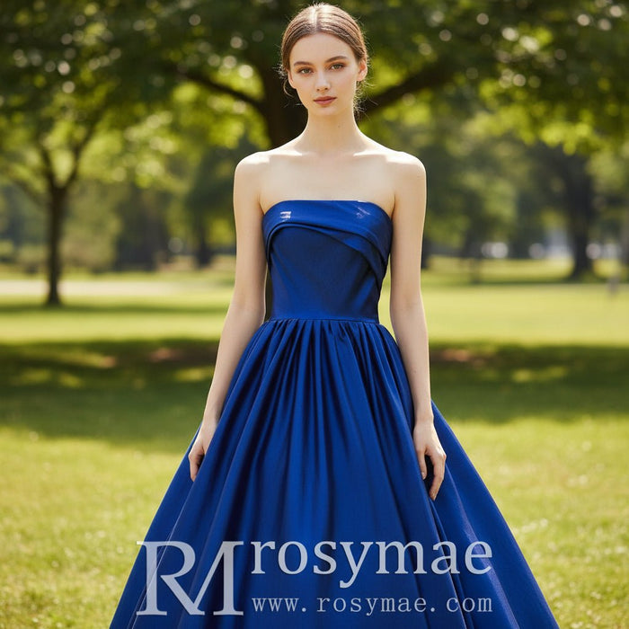 Royal Blue Strapless Evening Prom Party Dresses - Rosymae