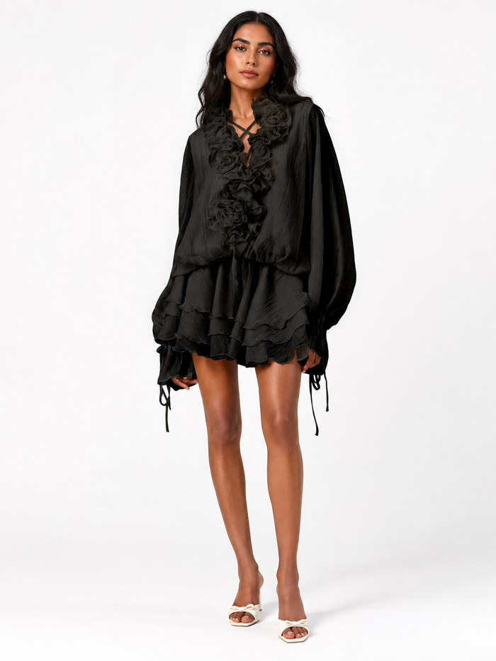 Ruffle Chiffon Mini Dress – ISABELLA