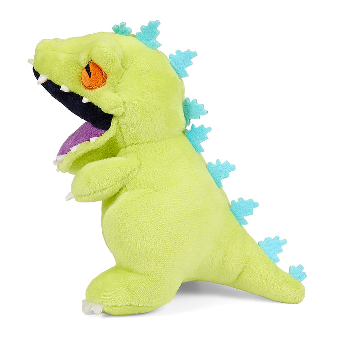 Rugrats 10-inch plush Reptar toy resembling a cereal box, soft and interactive, featuring Reptar from the Rugrats series.
