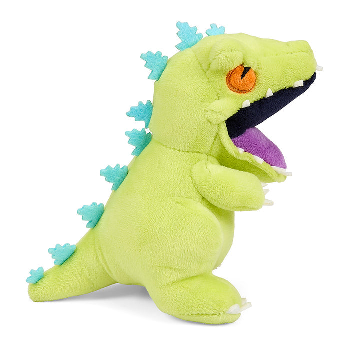 Rugrats 10-inch plush Reptar toy designed to look like a cereal box with interactive features, soft and cuddly for kids.