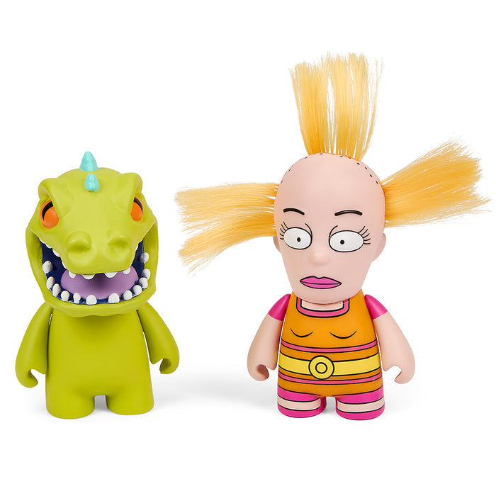 Rugrats Cynthia and Reptar 3-inch vinyl art figures from the Rugrats 2-pack, featuring colorful character designs on a white background.
