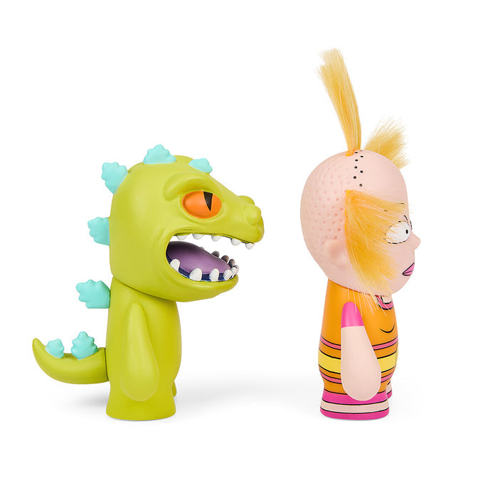 Rugrats Cynthia and Reptar 3-inch vinyl art figures from the Rugrats 2-pack, featuring colorful character designs.