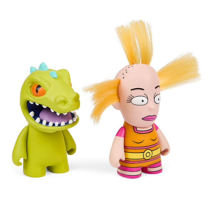 Rugrats Cynthia and Reptar 3-inch vinyl art figures 2-pack featuring detailed designs of the characters from Rugrats series