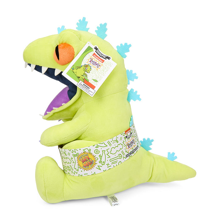 Rugrats Reptar 16-inch plush toy with shake-action feature, soft and cuddly Reptar plush from Rugrats brand.