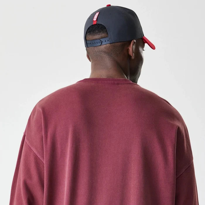 San Francisco 49ers NFL Washed Boxy Dark Red Oversized Crew Neck Sweater