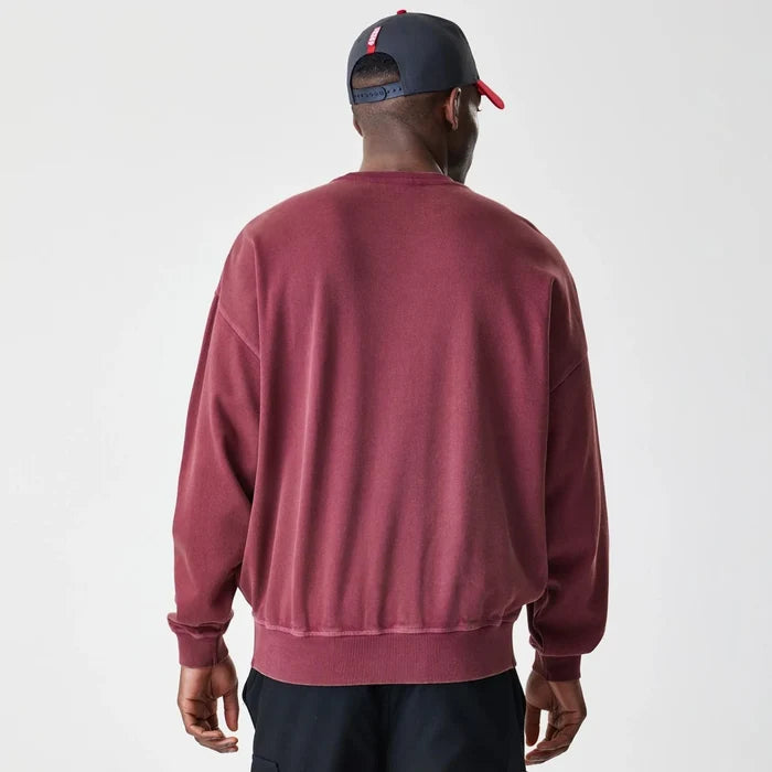 San Francisco 49ers NFL Washed Boxy Dark Red Oversized Crew Neck Sweater