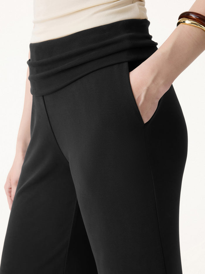OGLmove Sandwashed Modal Fold-Down Waist Flared Leg Pants