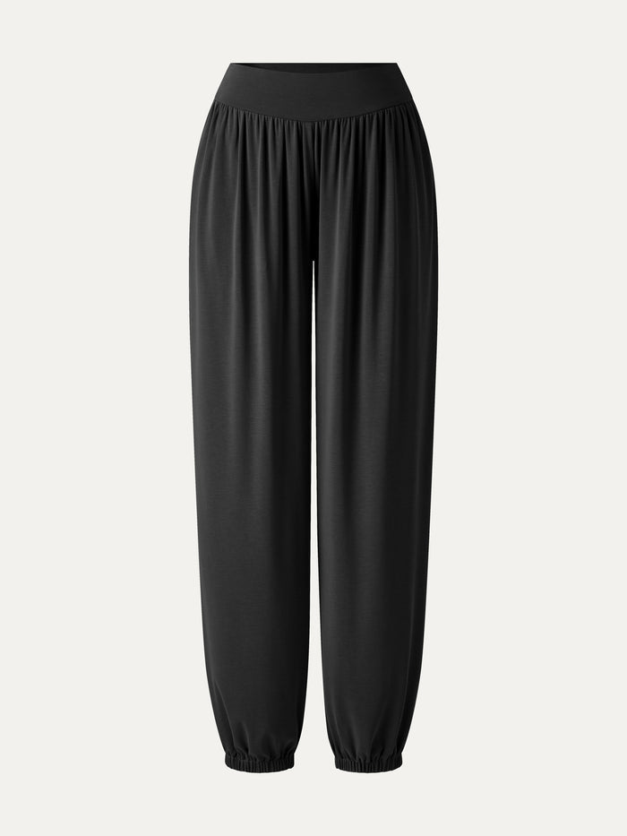 OGLmove Sandwashed Modal Ultra-Soft High Rise Balloon Pants with Pockets Black XS