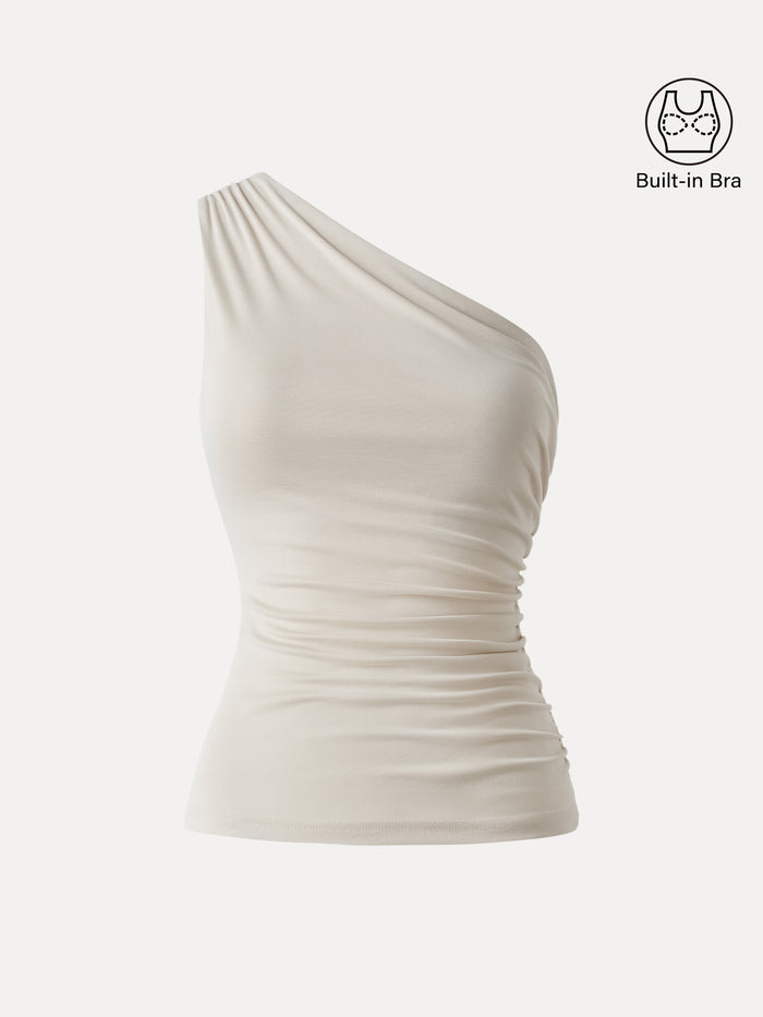 OGLmove Sandwashed One Shoulder Ruched Bra Tank