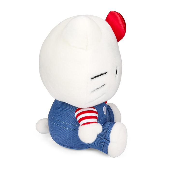 Sanrio Hello Kitty 13-inch plush toy featuring soft fabric and embroidered details, ideal for collectors and fans.